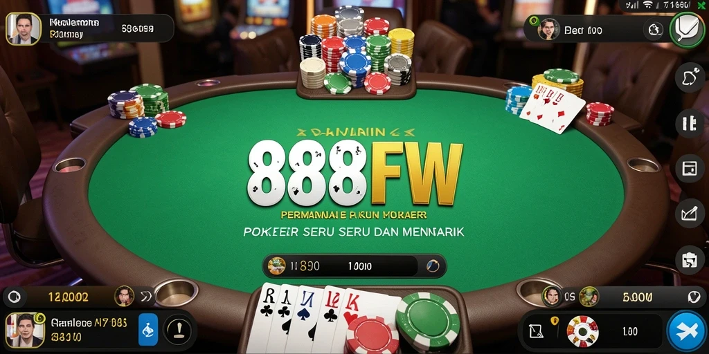 Tampilan seru dari permainan poker di 888FW.