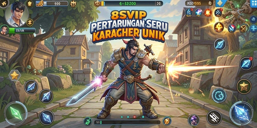 Screenshot 8SVIP menampilkan pertarungan yang seru dan karakter dinamis.