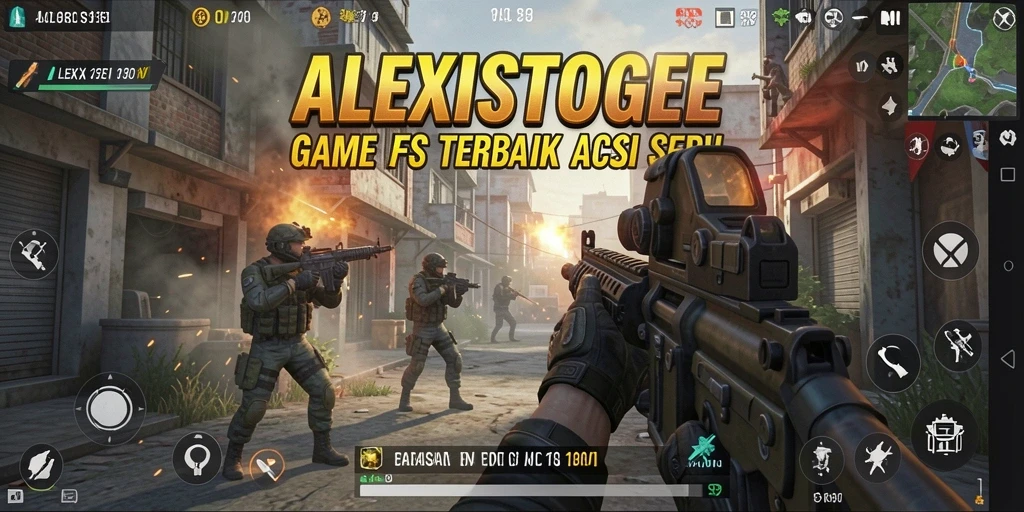 Tampilan gameplay mendebarkan ALEXISTOGEL dengan aksi tembak-menembak yang intens.