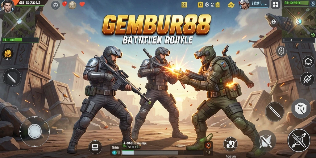 Tampilan gameplay seru di arena pertempuran GEMBUR88.