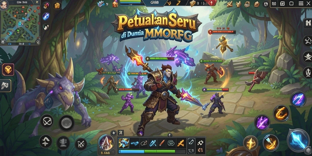 Screenshot gameplay GX88 menampilkan pertarungan epik dalam MMORPG.
