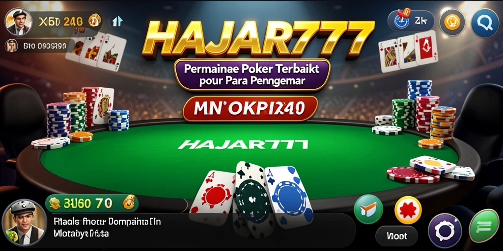 Tampilan gameplay seru pada aplikasi HAJAR777 dengan pemain bertanding di meja Poker.
