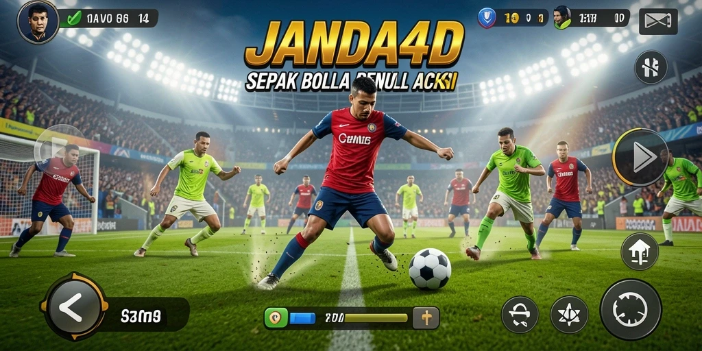Screenshot JANDA4D menampilkan pertandingan sepak bola seru di lapangan.