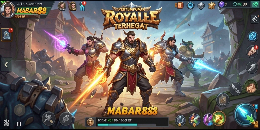 Tampilan gameplay seru dalam MABAR88 dengan aksi pertempuran intens.