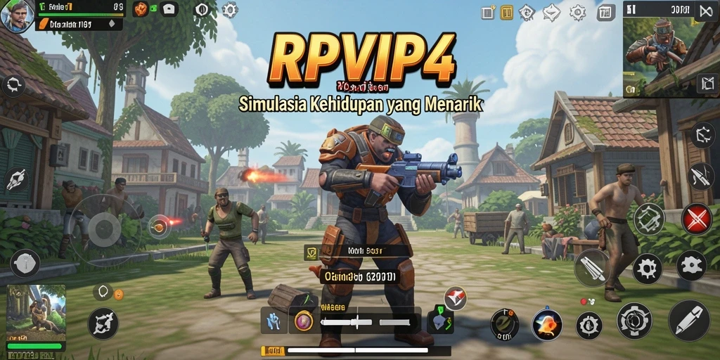 Screenshot utama RPVIP4 menunjukkan interaksi karakter dalam gameplay simulasi.
