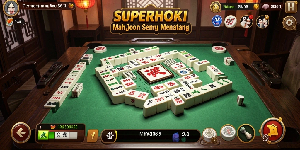 Tampilan gameplay SUPERHOKI yang menegangkan dan seru dalam permainan Mahjong.