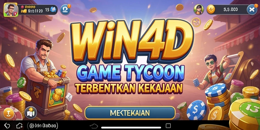 Screenshot utama WIN4D menampilkan gameplay Seru Tycoon.